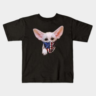 Patriot Fennec Fox Puppy in USA America Bandana Kids T-Shirt